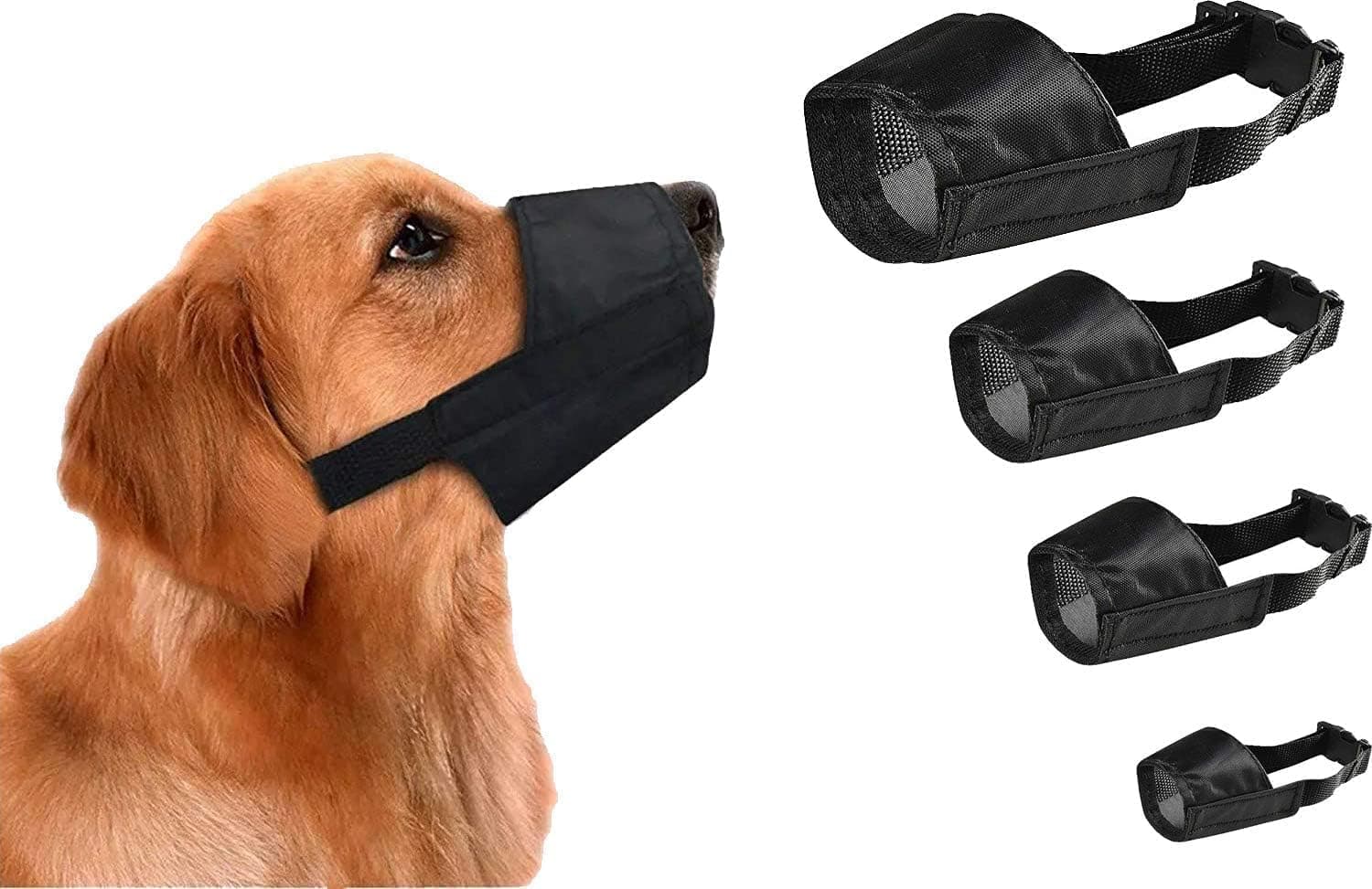 Dog Safety Muzzle Biting Barking Chewing Control Adjustable Nylon Small to 2XL (MEDIUM)