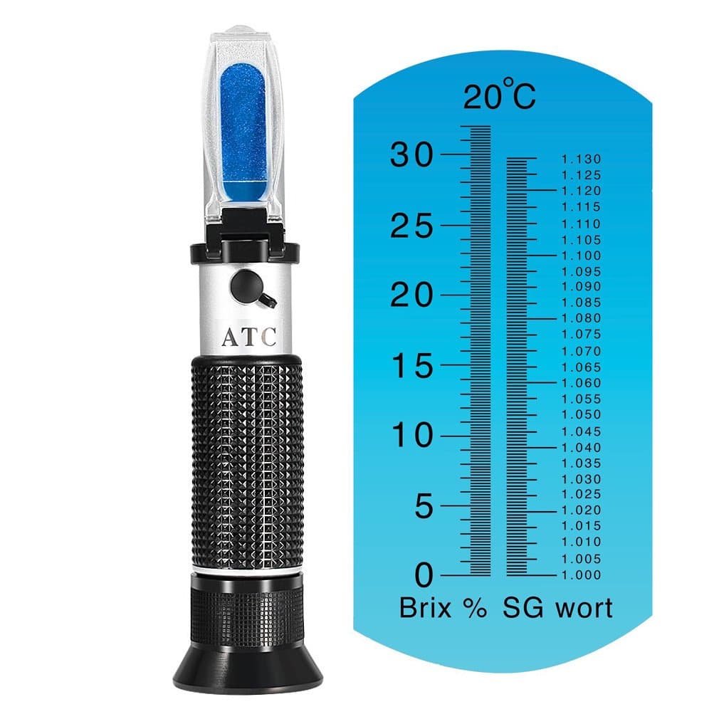 iTavah Brix Refractometer Dual Scale Automatic Temperature Compensation 0~32% brix Sugar Content Specific Gravity Refractometer with ATC