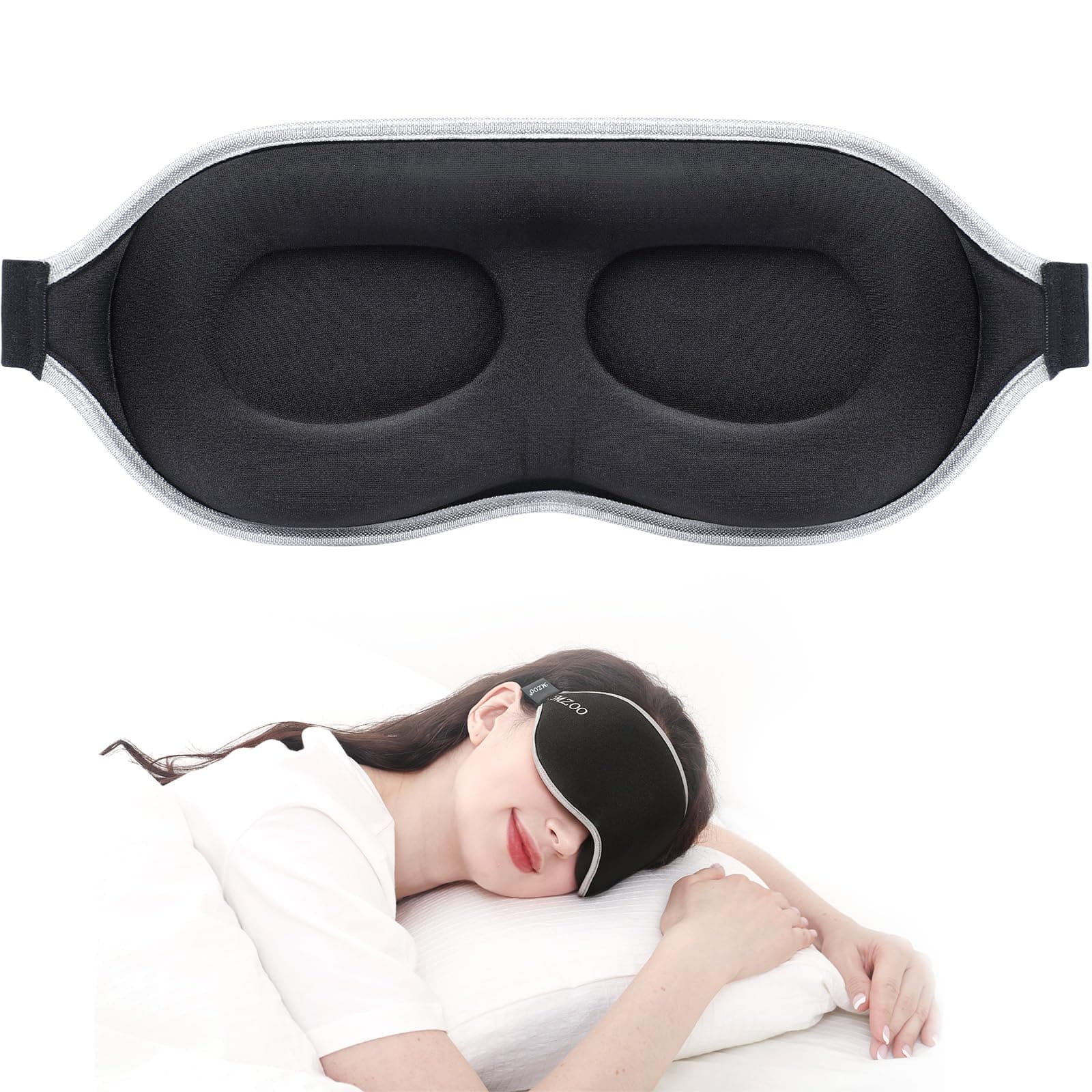 Luxury Sleep Mask for Back, Side Sleeper, Complete Light Blocking Sleeping Eye Mask Night Blindfold, 3D Zero Pressure & Spacious for Lash Extensions, Breathable Soft Eye Cover Flight Nap Travel