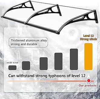 Exterior front door awnings with Aluminum Bracket,awning for door entrance,Overhang awning for windows,polycarbonate awning & canopies,door awnings exterior rain snow,with rain gutters,UV Protection (