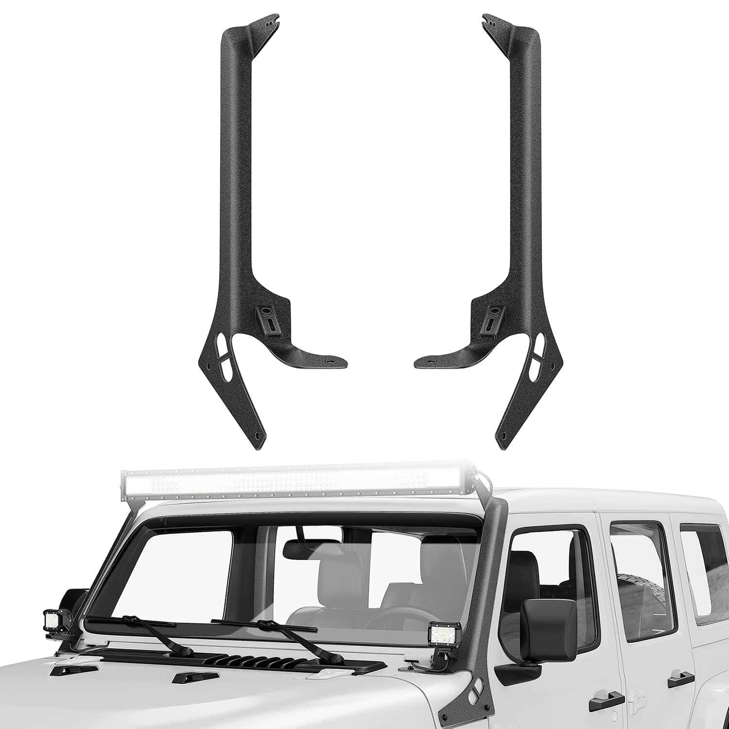 Nilight Windshield Frame A-Pillar Mounting Bracket for 52" Light Bar and Light Pods for 2018-2022 Wrangler JL JLU Gladiator JT (Black)