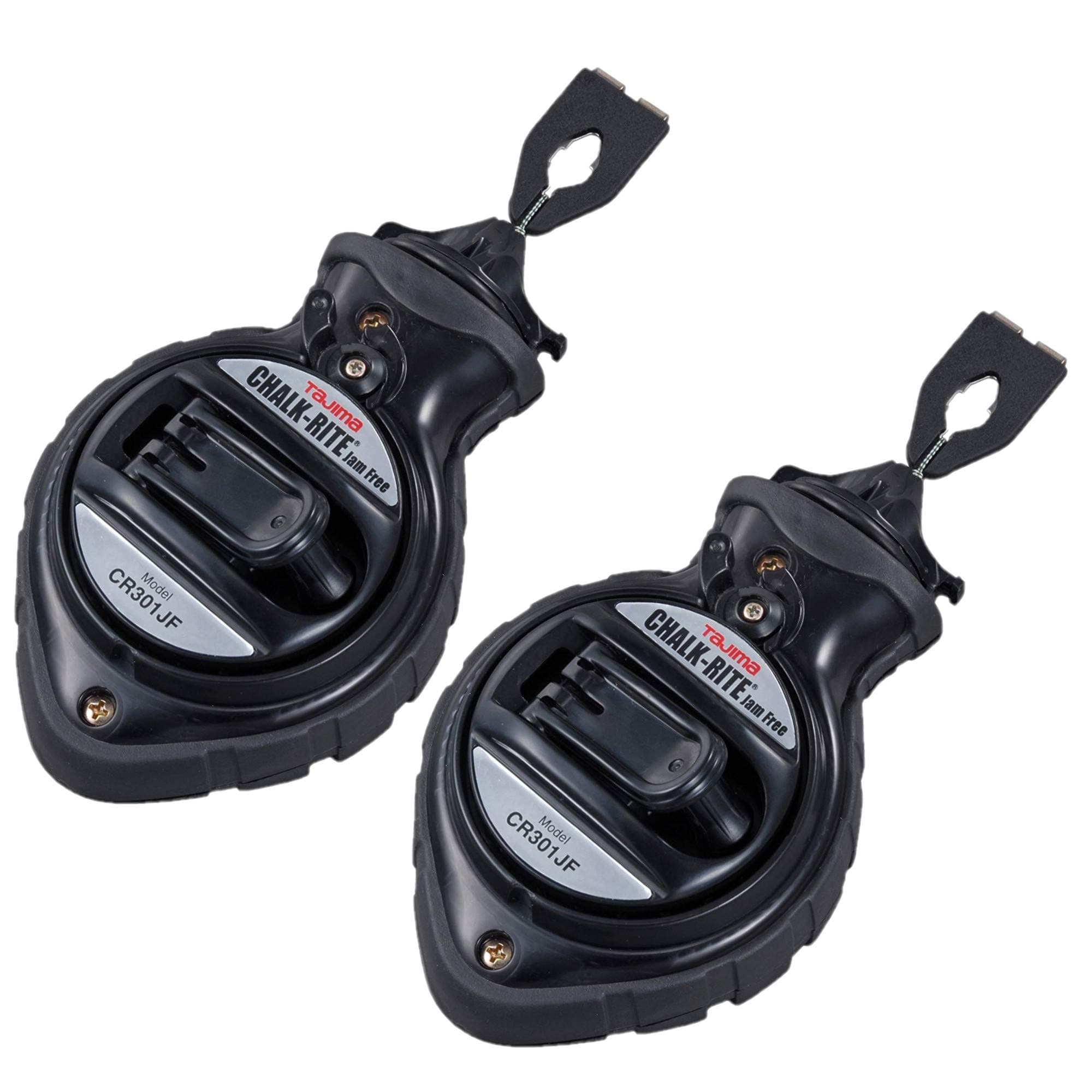 Chalk-Rite Jam Free Chalk Line - Creates Precise and Bold Markings for Construction and Carpentry Projects - Large Refill Port, ABS Case, 2-Pack - CR301JF-2P