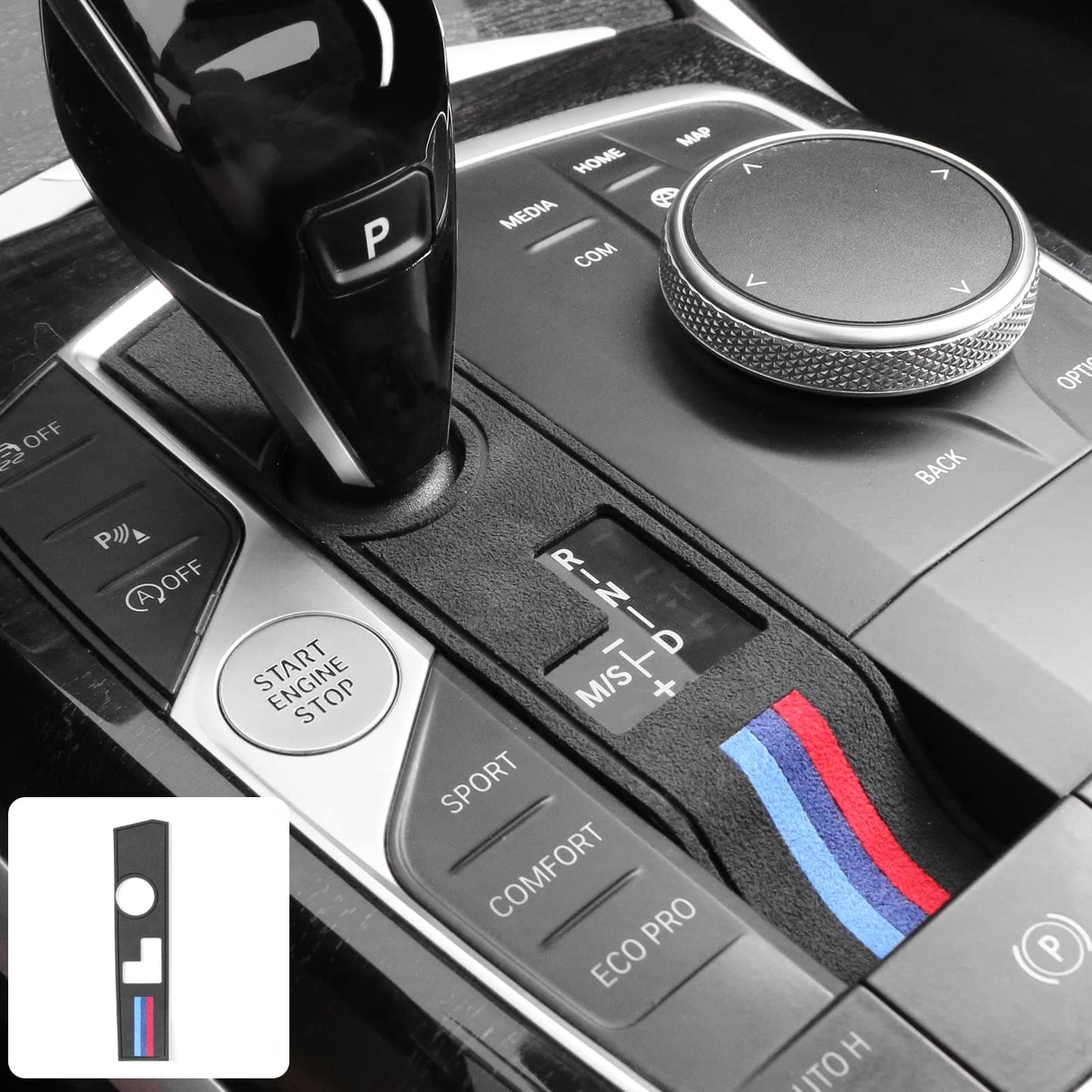 Gear Shift Engine Start Stop Button Sticker Compatible with BMW G20 G23 3 Series F44 G22 G07 i4 G29 X3 G01 X5 G05 X6 G06 Interior Accessories(Black)