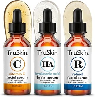 TruSkin Face Serum Trio - Vitamin C, Retinol & Hyaluronic Acid Anti-Aging Serums for Face - AM, PM & All-Day Skincare Routine - Brightening, Smoothing & Hydrating Facial Serums, 1 fl oz Each