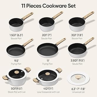 CAROTE 11pcs Pots and Pans Set Non Stick, Premium Cooking Sets, Kitchen Cookwares, Induction Cookware Set, Pot and Pan, Cooking Set