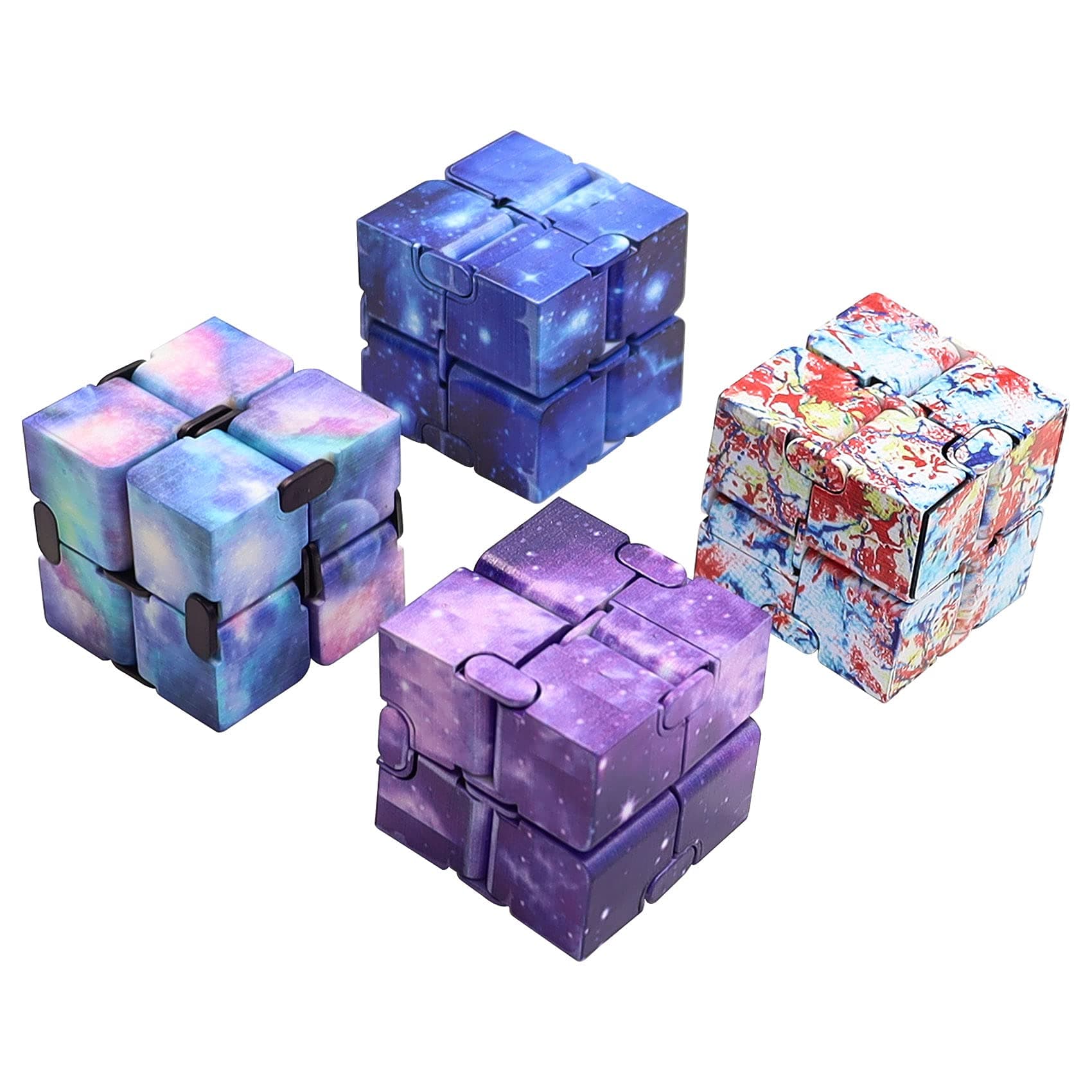 Aohcae Infinity Cube Fidget Toy 4PCS, Magic Infinity Cube Desk Toy Mini Sensory Toys Stress Relief Tool Anti-Stress Fidget Toys Suitable for Adults and Kids