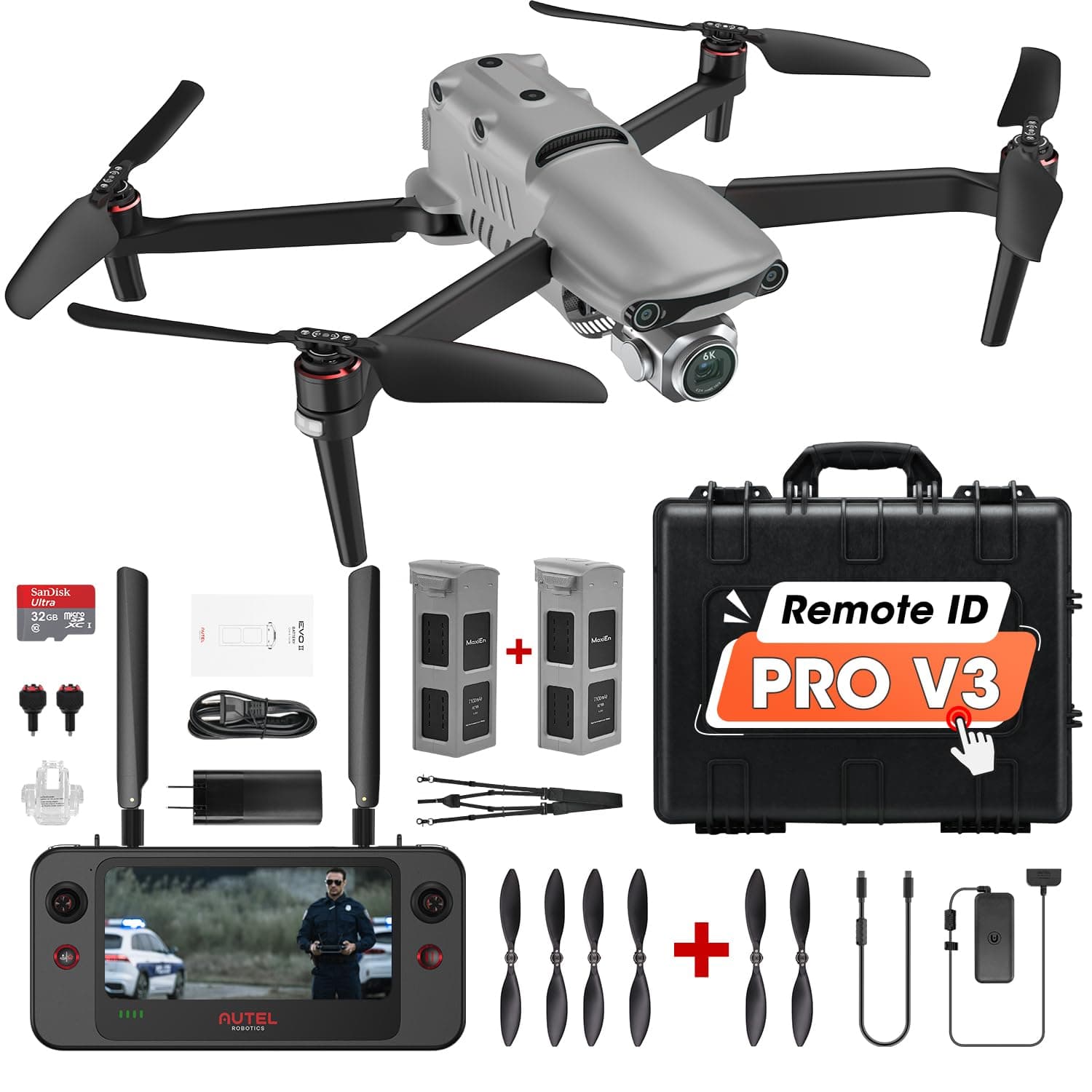 Robotics EVO II PRO V3 Rugged Bundle, EVO 2 Pro V3 Fly More Combo, Son-y 1" CMOS Sensor & 12-Bit, No Geo-Fencing, Moonlight Algorithm 2.0, 360° Obstacle, 40 Mins, 3 Batterie, Smart Controller SE