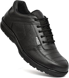 STONIX® Gola TPR Sole Safety Shoes for Men's| Stylish Look | Genuine Leather with Non Slip Outsole & Steel Toe | Comfortable and Waterproof,(Size-07) Black