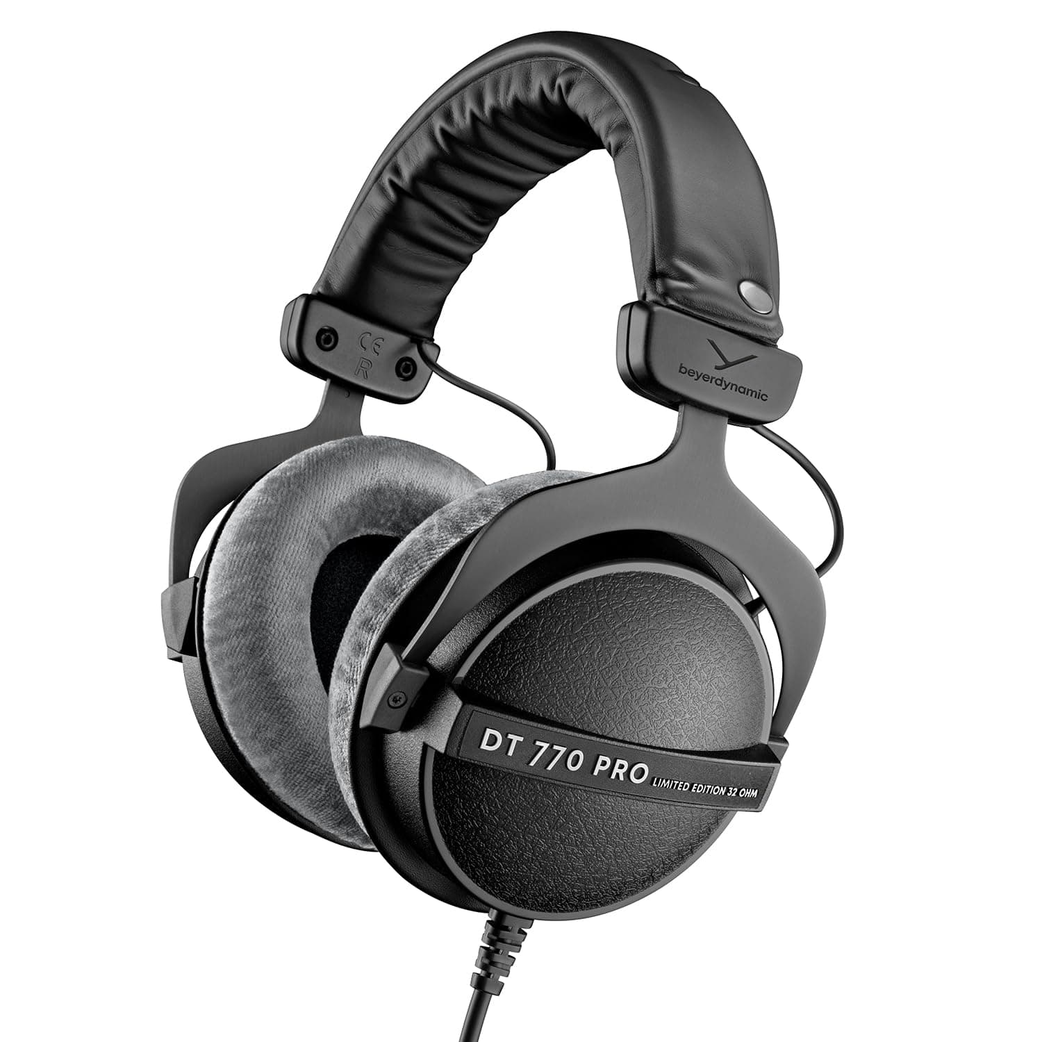 DT 770 PRO, 32 Ohm, Closed Back, Over Ear, Wired Professional Studio Headphones, Mobile Recording, Podcast, Gaming, 1.6m Straight Cable, Black with Limited Edition Gray Velour Ear Pads