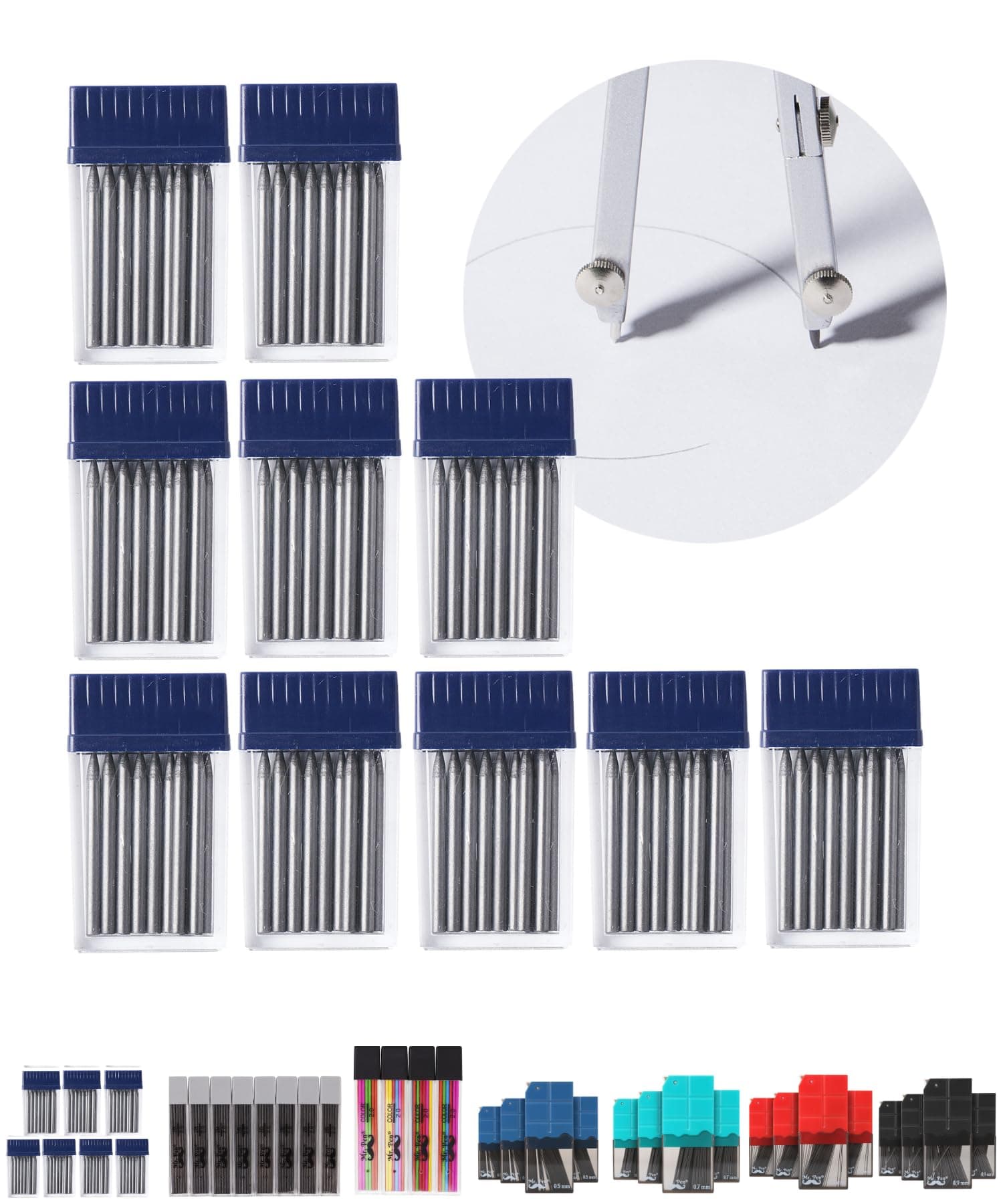 100pcs 2mm Graphite Compass Leads for Drawing Circles, Geometry & Drafting