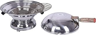 Heart Home Aluminum Tandoor Bati Maker Baking Oven, 34 X 34 X 26 Cm, Gas Tandoor, Barbecue Grill Food Steamer Cookware Set (Set of 1, Silver)-Heart11726, Standard, 1000 Watts