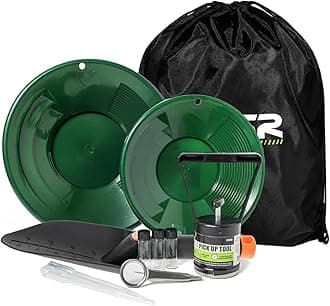 ASR Outdoor Gold Panning Kit Gold Rush Prospecting Tools Accessories 10pc - Green