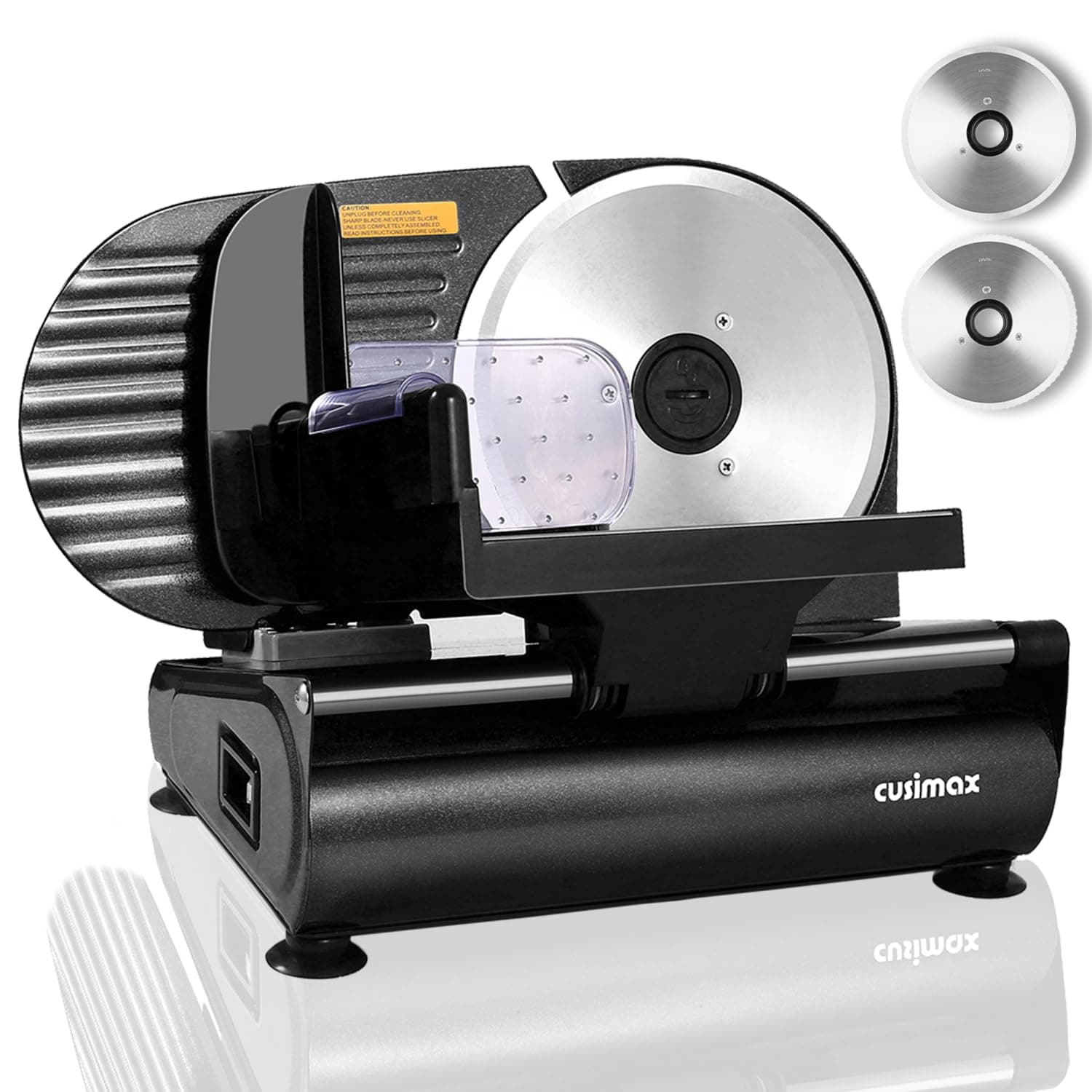 Meat Slicer,CUSIMAX Electric Deli Meat Slicer for Home,2 Removable 7.5''Stainless Steel Blades and Pusher,1-15mm Adjustable Thickness Food Slicer Easy for Cut Meat,Cheese,Bread