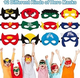 110pcs Hero Party Bags Fillers Set, Super Party Bags For Kids With 12 Masks, 50 Stickers, 12 Keychains, 12 Slap Bands, 12 Gift Bags, 12 Shoes Decorations For Kids Diy Party Gifts, Birthday Decoration
