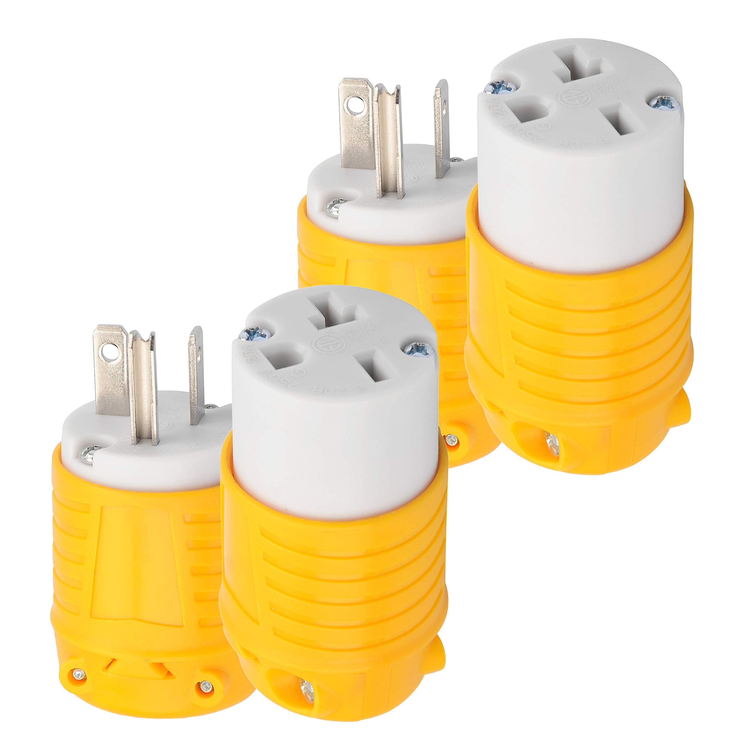 MaxWorks 50541 4 pc. Yellow Replacement Plug and Socket Set 6-20P and NEMA 6-20R, 250V, 20A