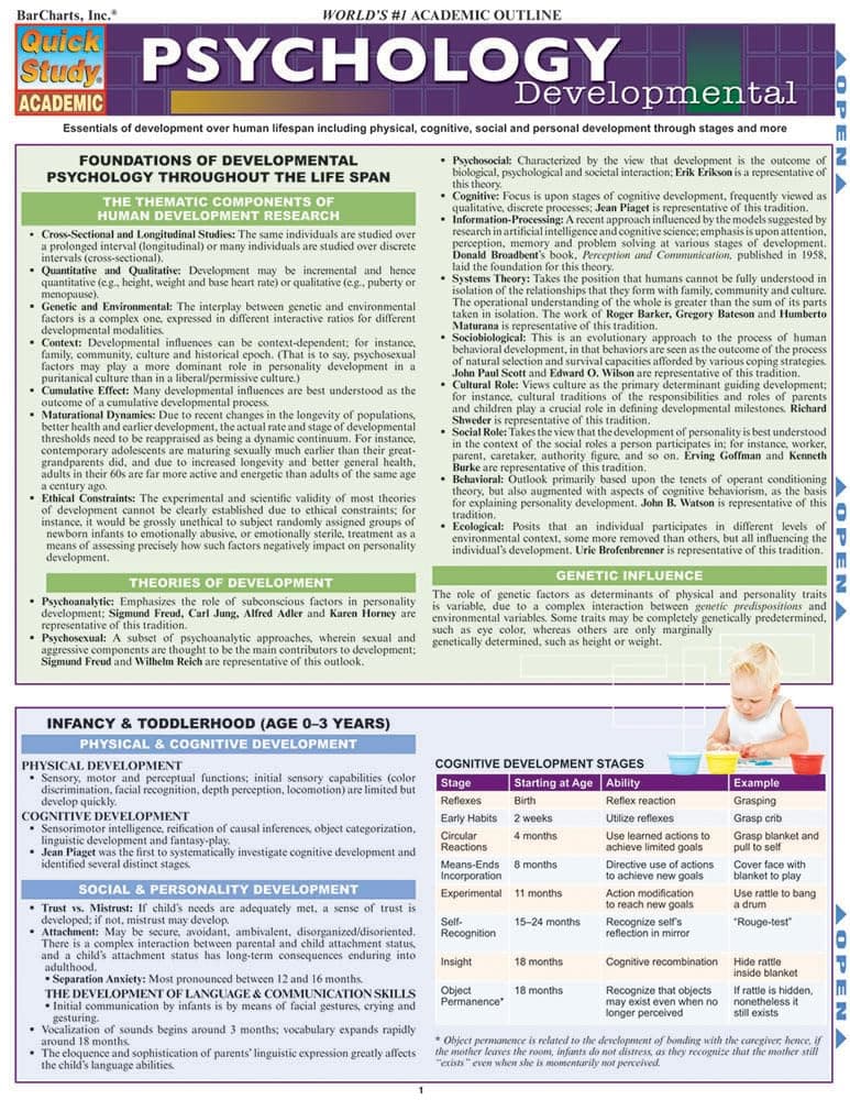Psychology: Developmental (Life Span): Quickstudy Laminated Reference Guide