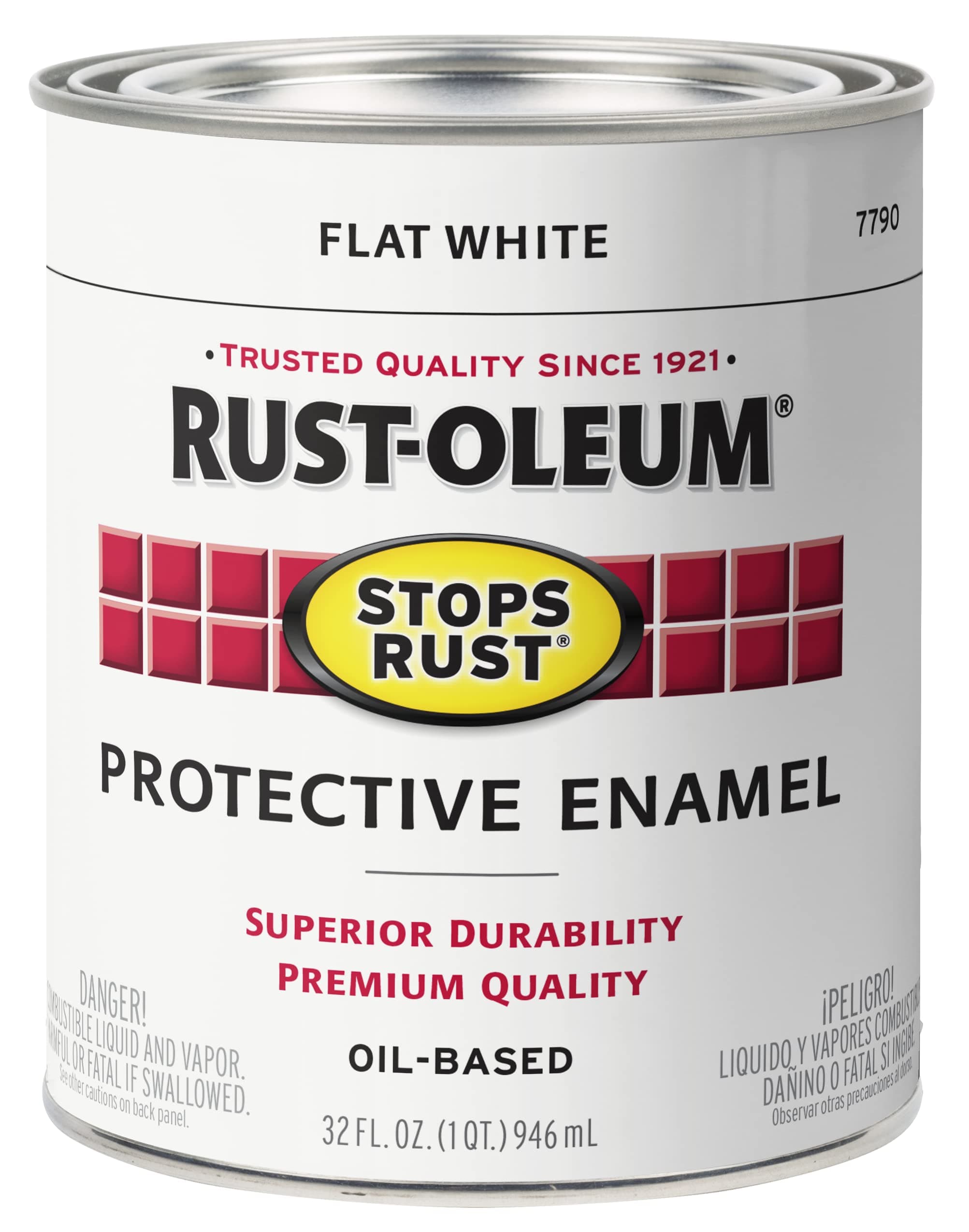Rust-Oleum 7790502 Stops Rust Brush On Paint, Quart, Flat White, (Pack of 1)