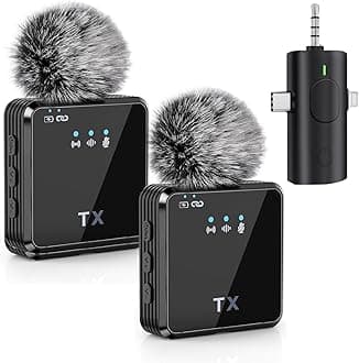 MAYBESTA 3 in 1 Wireless Microphone, Noise Cancellation Wireless Mic for Youtubers, Video Recording, Facebook, Compatible with Type-C Android/iPhone/Cameras/Laptop (Dual 2X Transmitter (MYB-M51)