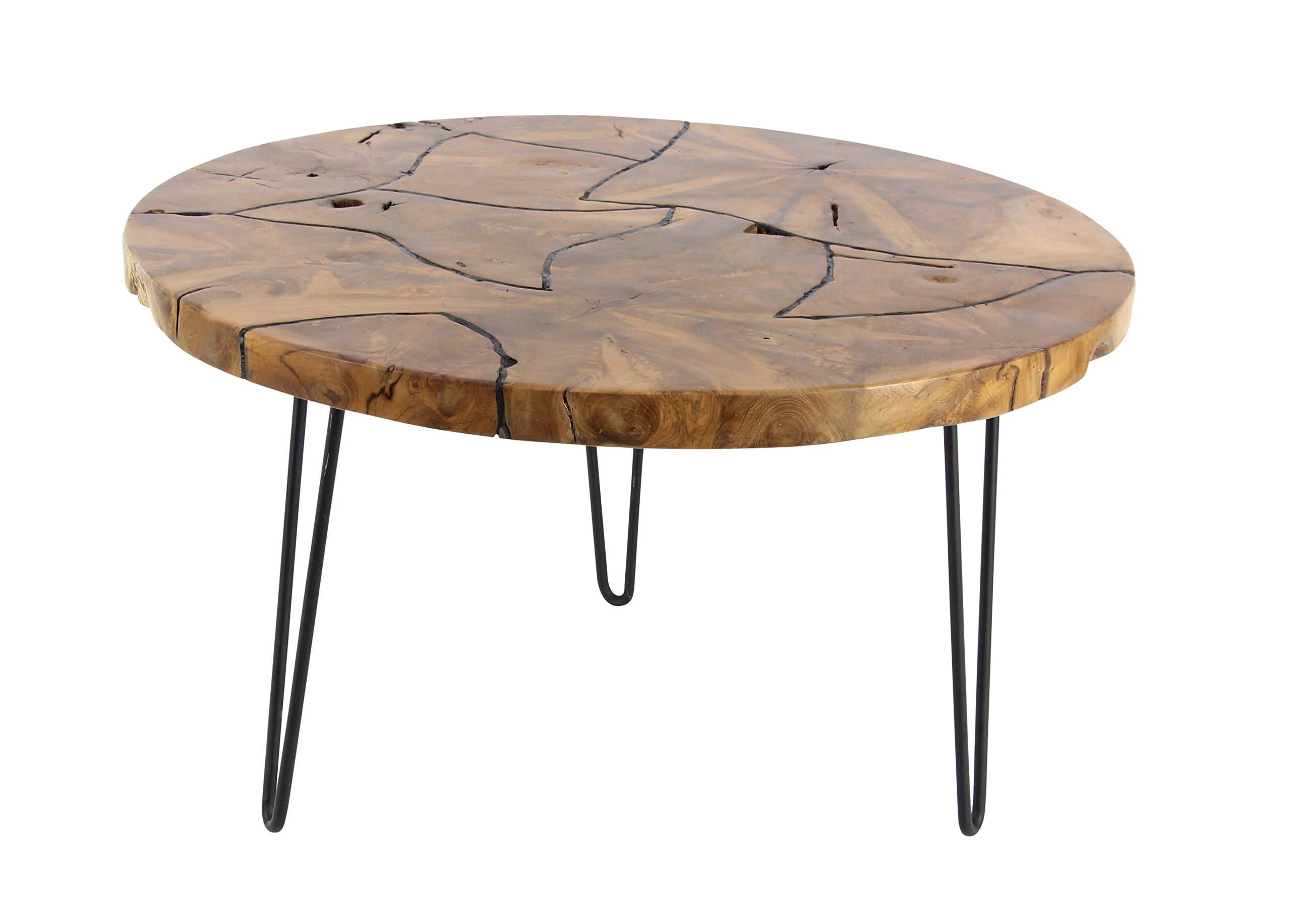 Deco 79 Teak Table, Black/Brown