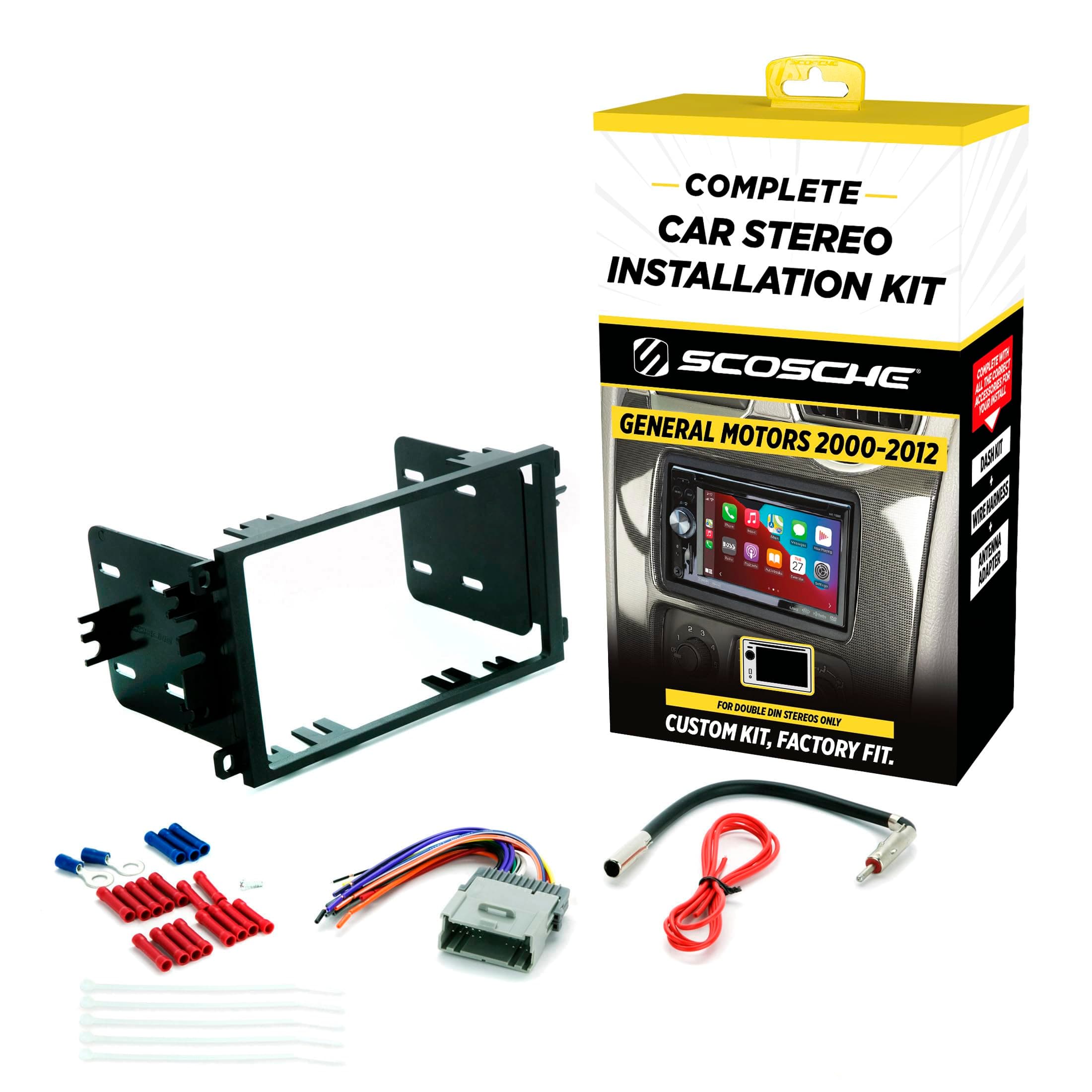 SCOSCHE Install Centric ICGM8BN Double DIN Complete Basic Installation Solution for Installing an Aftermarket Stereo Compatible with Select 2000-13 GM Vehicles