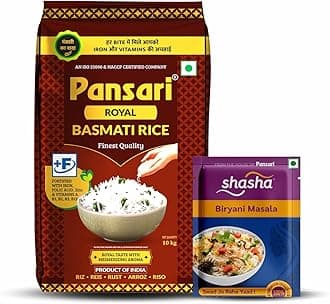Pansari Royal Basmati rice,5Kg Great Taste and Mesmerizing Aroma | Long Grain, Naturally Aged(2-Years) with Fortified | Basmati Rice, Biryani Rice, Pulao Rice