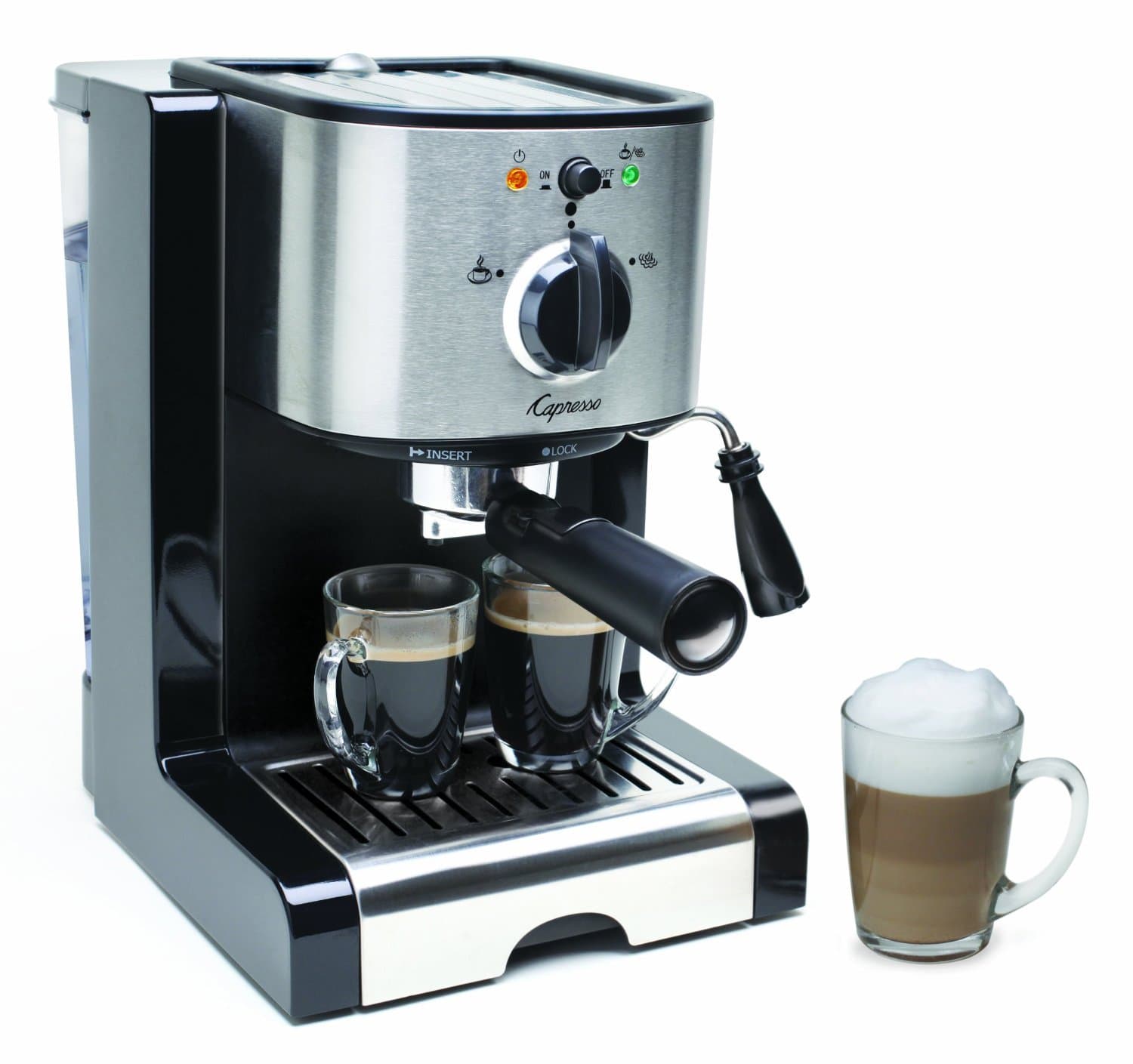 116.04 Pump Espresso and Cappuccino Machine EC100, Black and Stainless, 46 oz