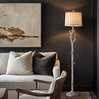 OYEARS Retro Farmhouse Floor Lamp for Living Room Rustic Standing Lamps Tree Trunk Deco Modern Country Vintage Wood Floor Lamp(Brown)