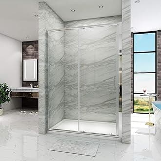 ELEGANT 1700mm Sliding Shower Enclosure for Wetroom Cubicle in 6mm Safety Tempered Glass,Modern Screen Shower Door for Bathroom