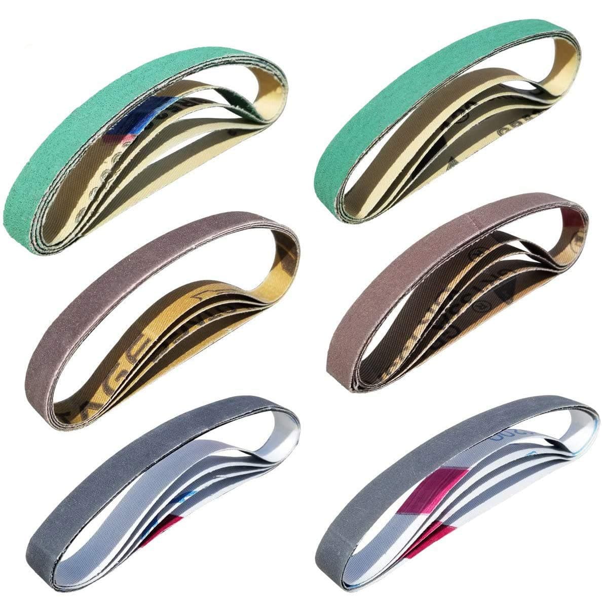 24 Pack 1/2" x 10" Replacement Knife Sharpener Sander Belt Kit for Work Sharp WSCMB Combo Knife Sharpener- 80/120/240/400/1000/1200 Grits Sanding Belt (0.5 x10 Inch)