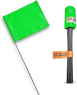 Green Marking Flags 100 Pack - 4x5x15 Inch Green Flags for Yard - Markers For Lawn, Irrigation, Landscaping, Survey & Sprinkler Head Marking