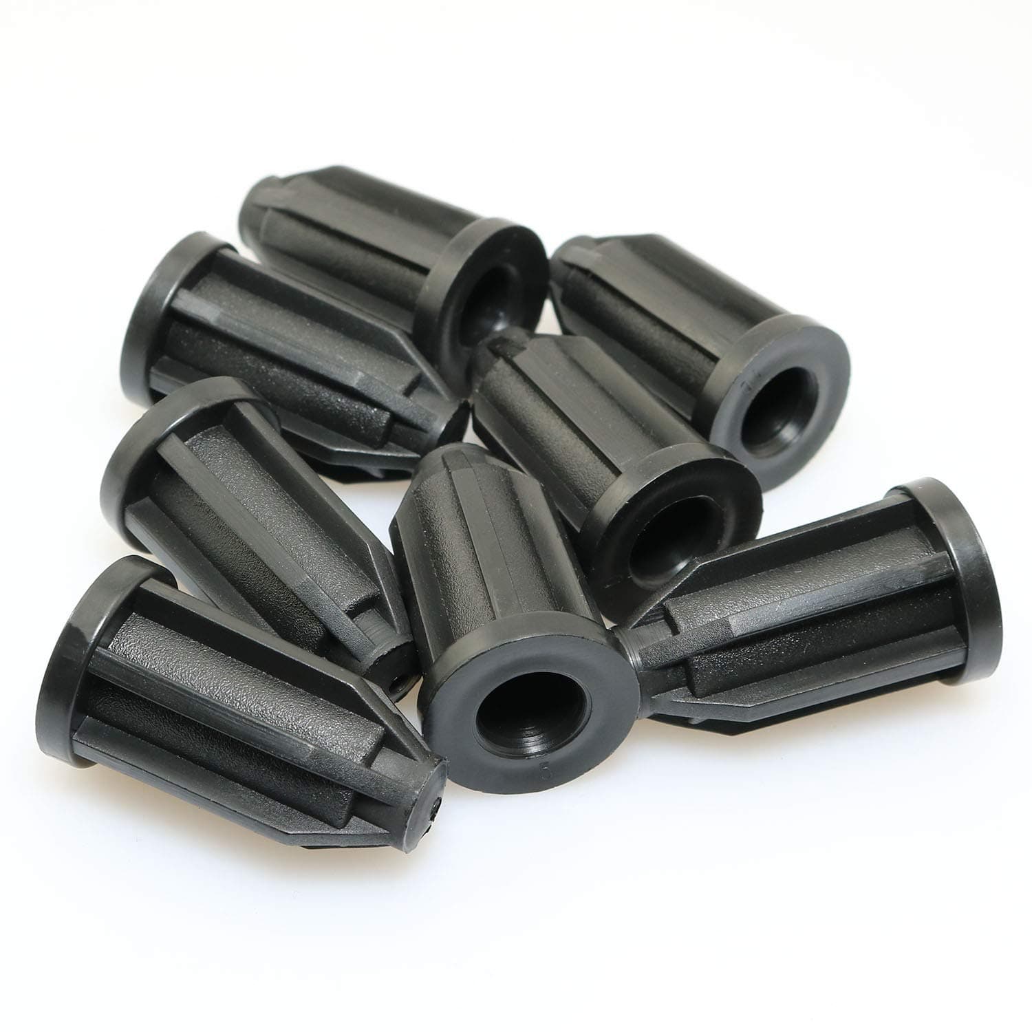 heyous 8PCS Plastic Caster Socket Sleeve Round Inserts, for 1" Socket, 7/16" Caster, Black OD 25mm, Hole Dia 11mm