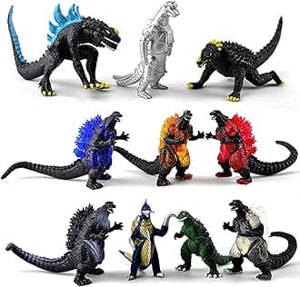 Action Figures PVC Anime Movable Collectible Model Statue Toys (Legacy God Monster Zilla 10 Pieces Set, Multicolour, 3-7Cm)