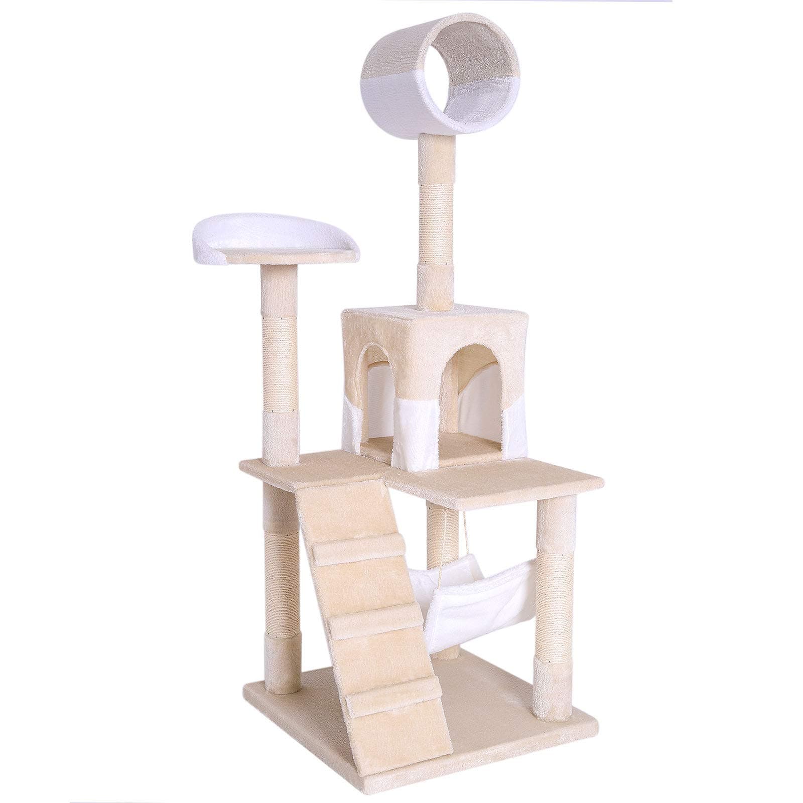 dibea Cat Scratcher Cat Tree Activity Centre Scratching Post Sisal climbing toy (beige/white)