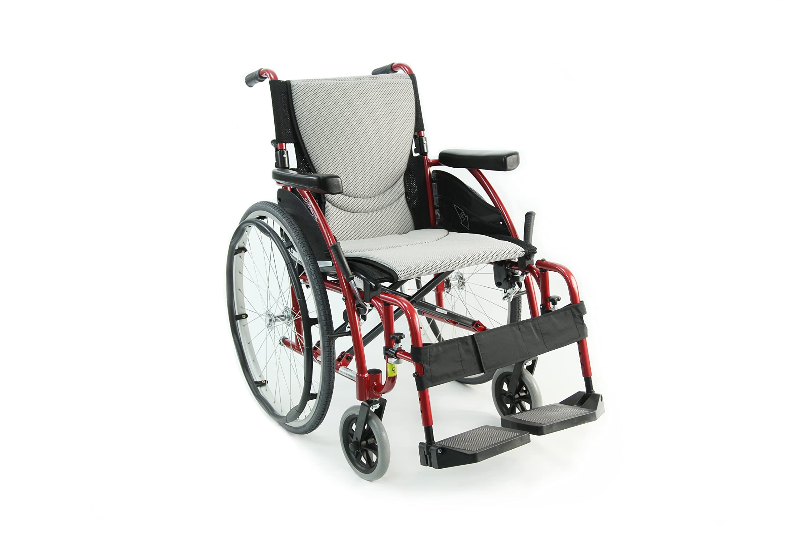 Karman S-115 25 lbs Ultra Light Ergonomic Wheelchair with Removable Footrest Red Color