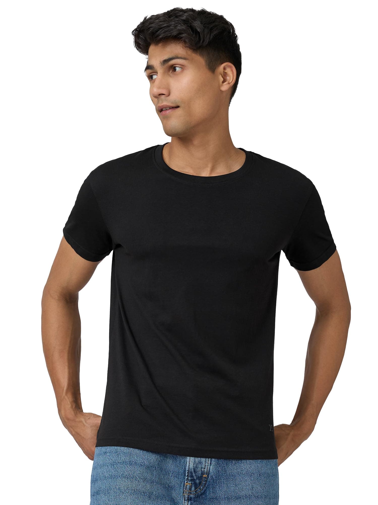 - Cotton Round Neck Regular Fit Solid Tshirt for Men