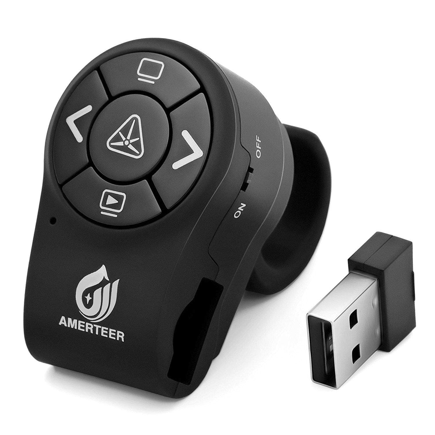 Wireless Presenter | PowerPoint Presentation Clicker | RF 2.4GHz Presentation Clicker Presentation Remote | PowerPoint PPT Keynote Clicker Slide Show Clicker (Finger Ring Design)