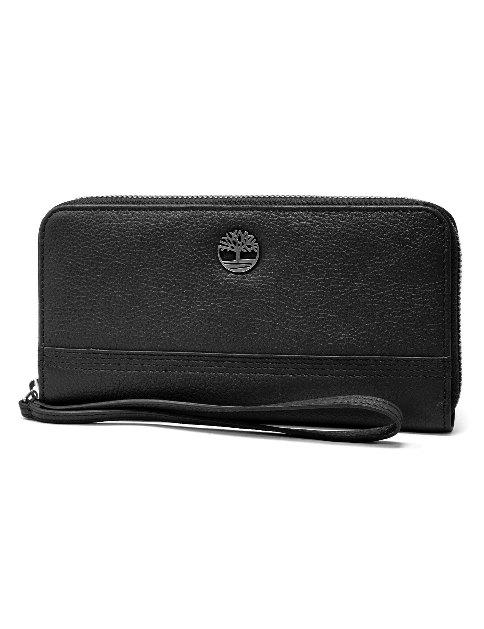 womens Leather RFID Zip Around Wallet Clutch With Wristlet Strap