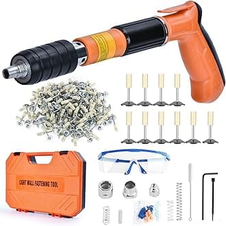 Concrete Nail Gun Kit with 220pcs Nails, 5 Speed Adjustable Manual Nail Gun for Concrete, Woodworking Decoration Nailer Gun, Portable Nail Wall Fastening Tool, Cement Wall Steel Nails Gun