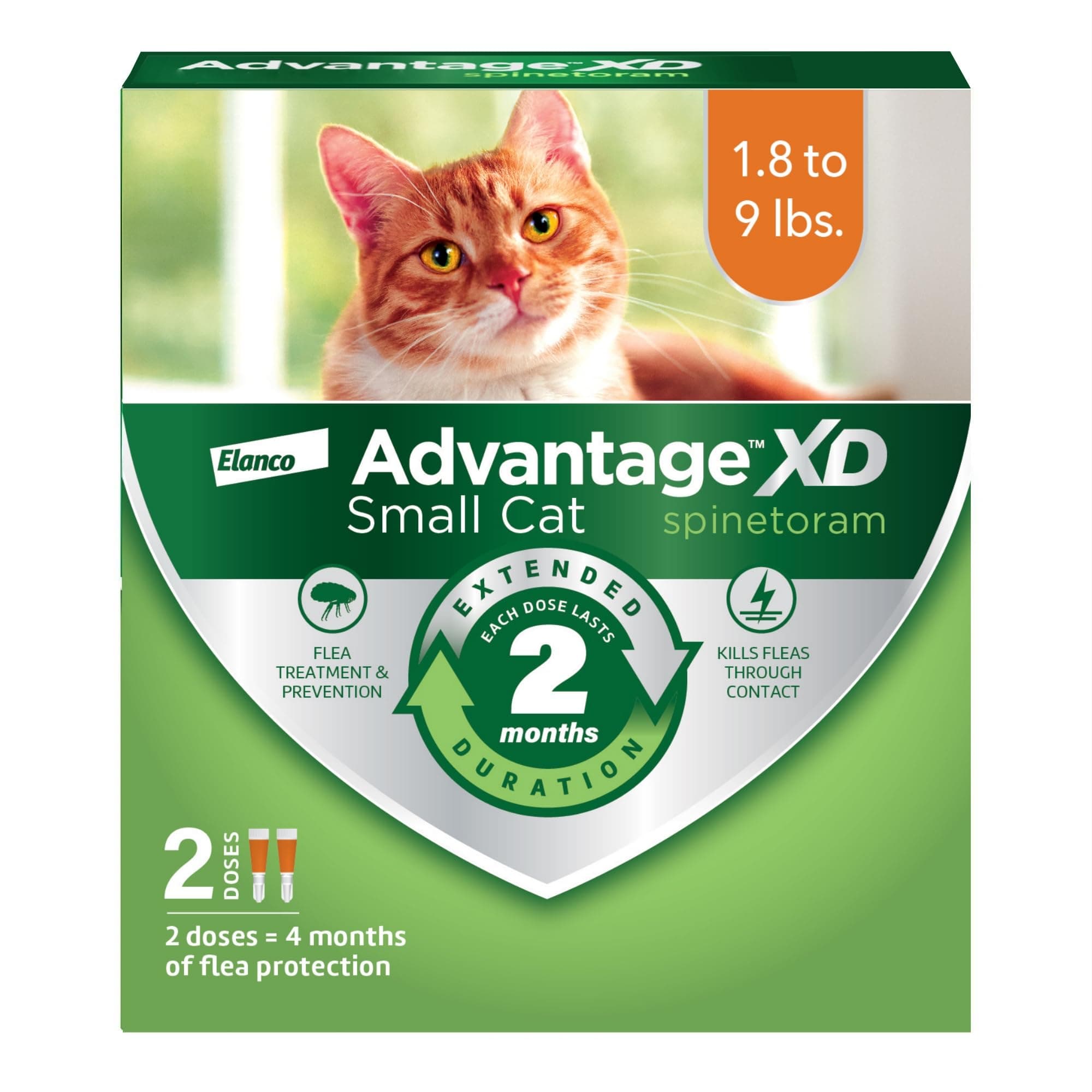 XD Small Cat Flea Prevention & Treatment For Cats 1.8-9lbs. | 2-Topical Doses, 2-Months of Protection Per Dose