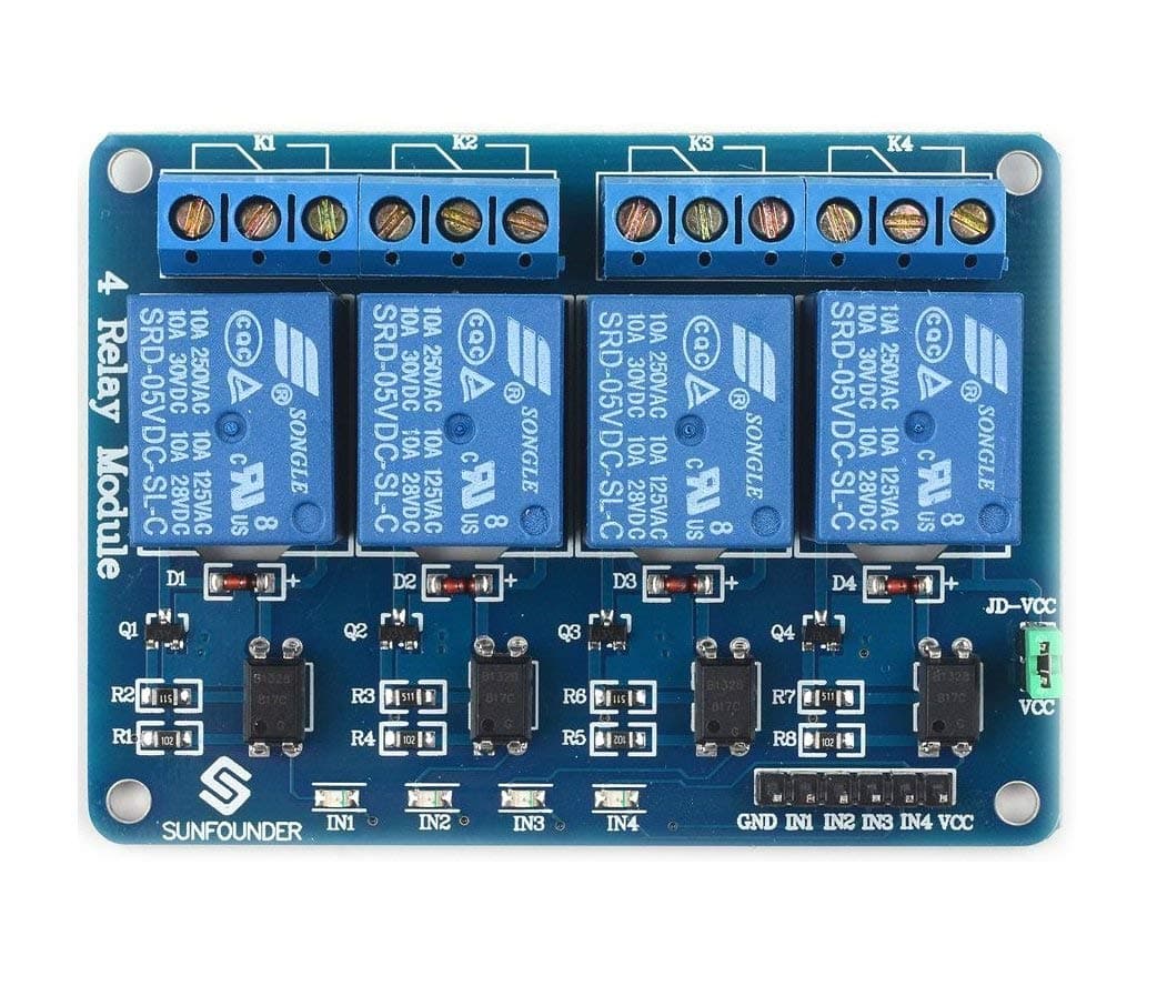 4-Channel Relay Module Board | 5V Relay Module with Optocoupler for boards compatible with Arduino