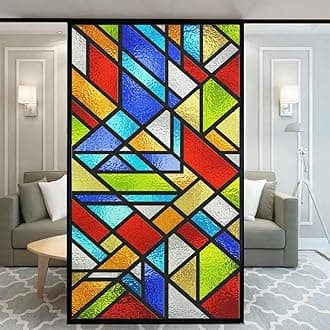 Stained Glass-Church Style Decorative Privacy Window Film Glue Free Static Cling Decals Heat Control Glass Sticker for Home Office W31.5 x H49.2(80x125cm)