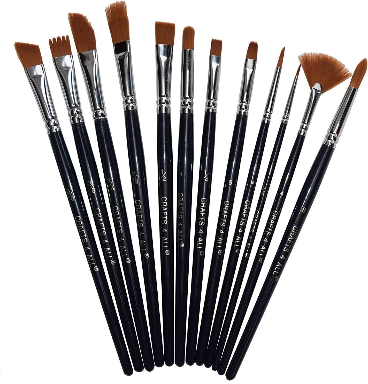Paint Brushes 12 Set Professional Paint Brush Round Pointed Tip Nylon Hair Artist Acrylic Brush for Acrylic Watercolor Oil Painting