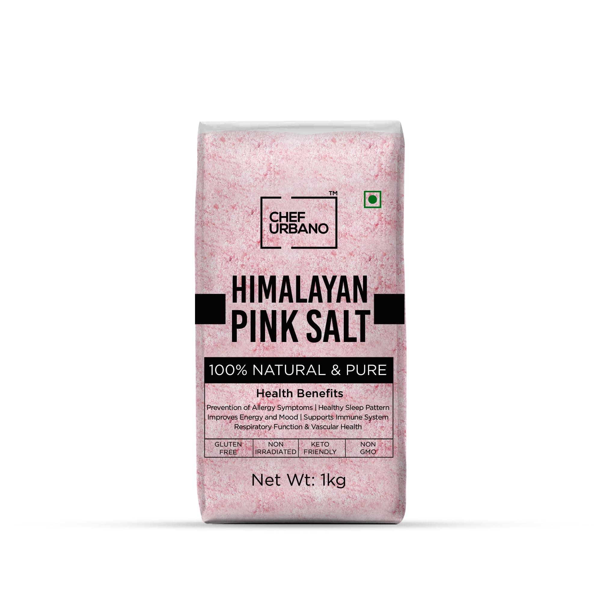 Chef Urbano Himalayan Pink Salt 1 kg | 100% Pure & Natural | Mineral Rich Salt | Low Sodium | Packed with 84 Minerals