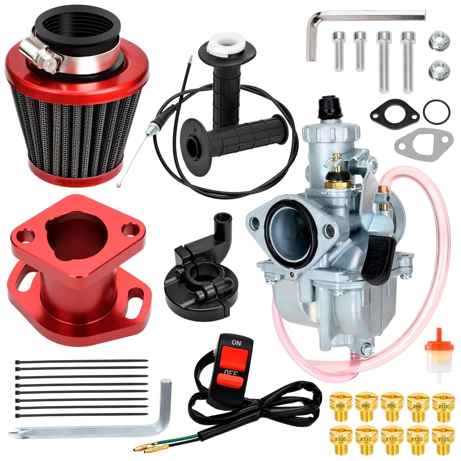 VM22 26mm Carburetor Throttle Assembly Main Jets Kit for Predator 212cc 224cc 196cc Non Hemi Coleman CT200U BT200X Mini Bike KT196 Go Kart 6.5HP GX160 Clone Engine Baja MB200 Performance Parts