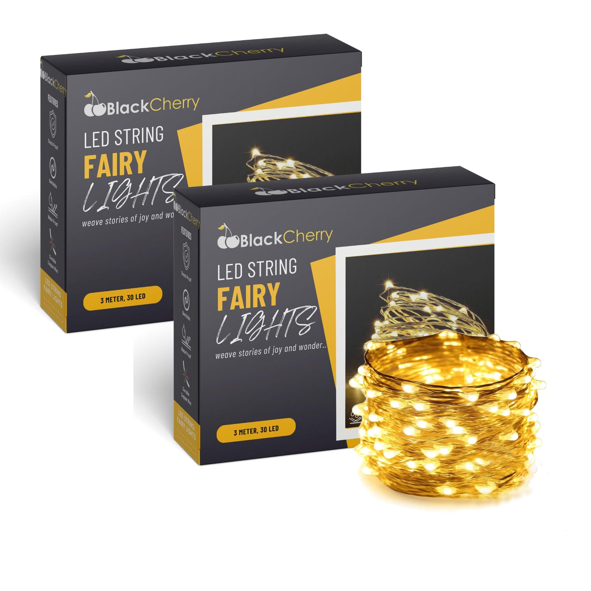 BlackCherry 2 Pack Led String Light,Mini Battery Operated/Powered String Light with Copper Wire Decoration,3Aa Battery Opearted (Warm White),30 Centimeters