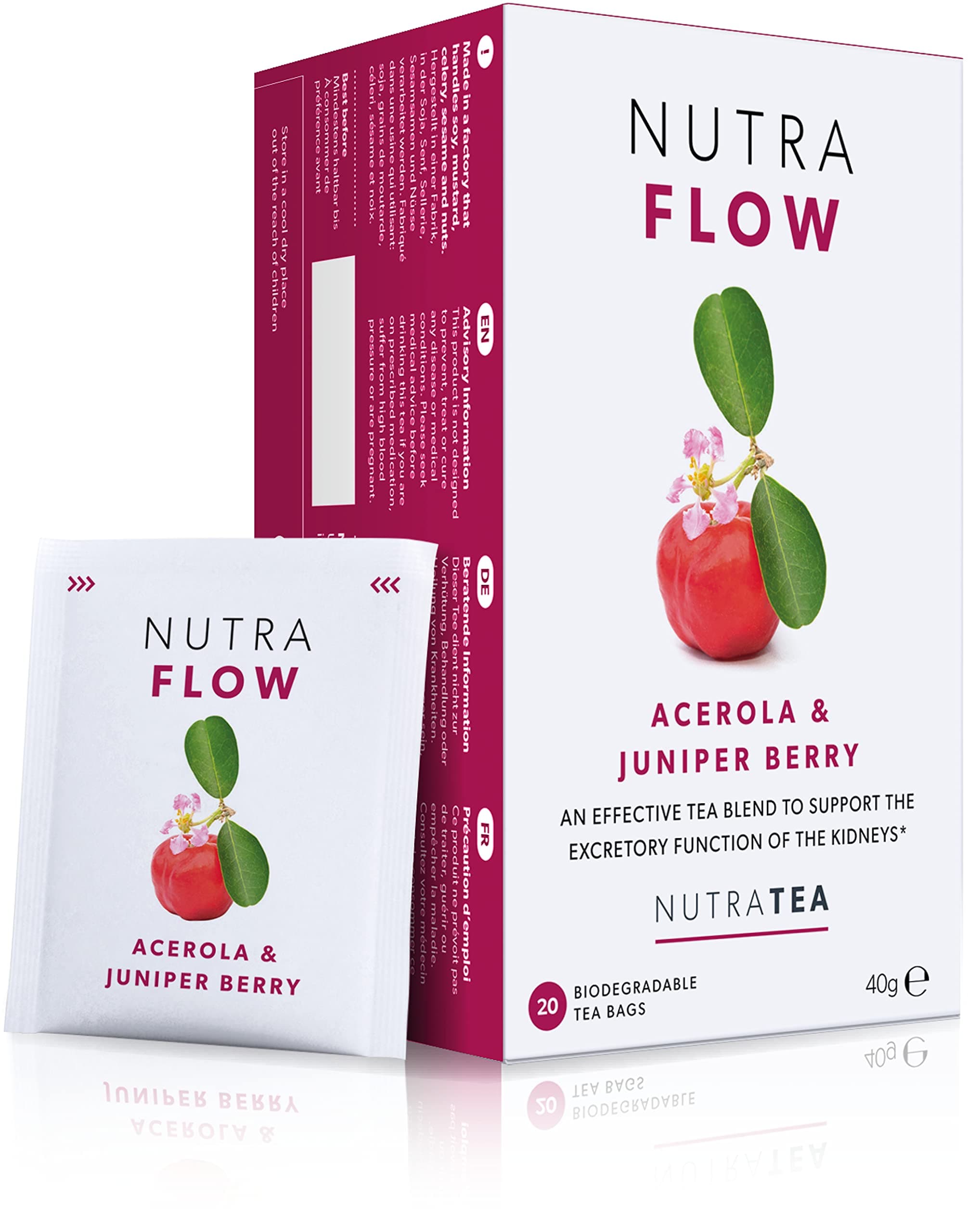 NUTRAFLOW - UTI Tea & Urinary Infection Tea | Cystitis Teas, Eases Urinary Tract Discomfort. Includes Cranberry & Uva Ursi - 20 Individual Wrapped Bags - Herbal Infusion (1 Pack)