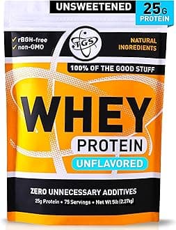 - TGS Nutrition 100 Whey Protein Powder Unflavored, Unsweetened - Clean, No Artificial Ingredients for Men & Women - 5lb Bulk, Soy Gluten Free, Keto Friendly - Post Workout Muscle Recovery