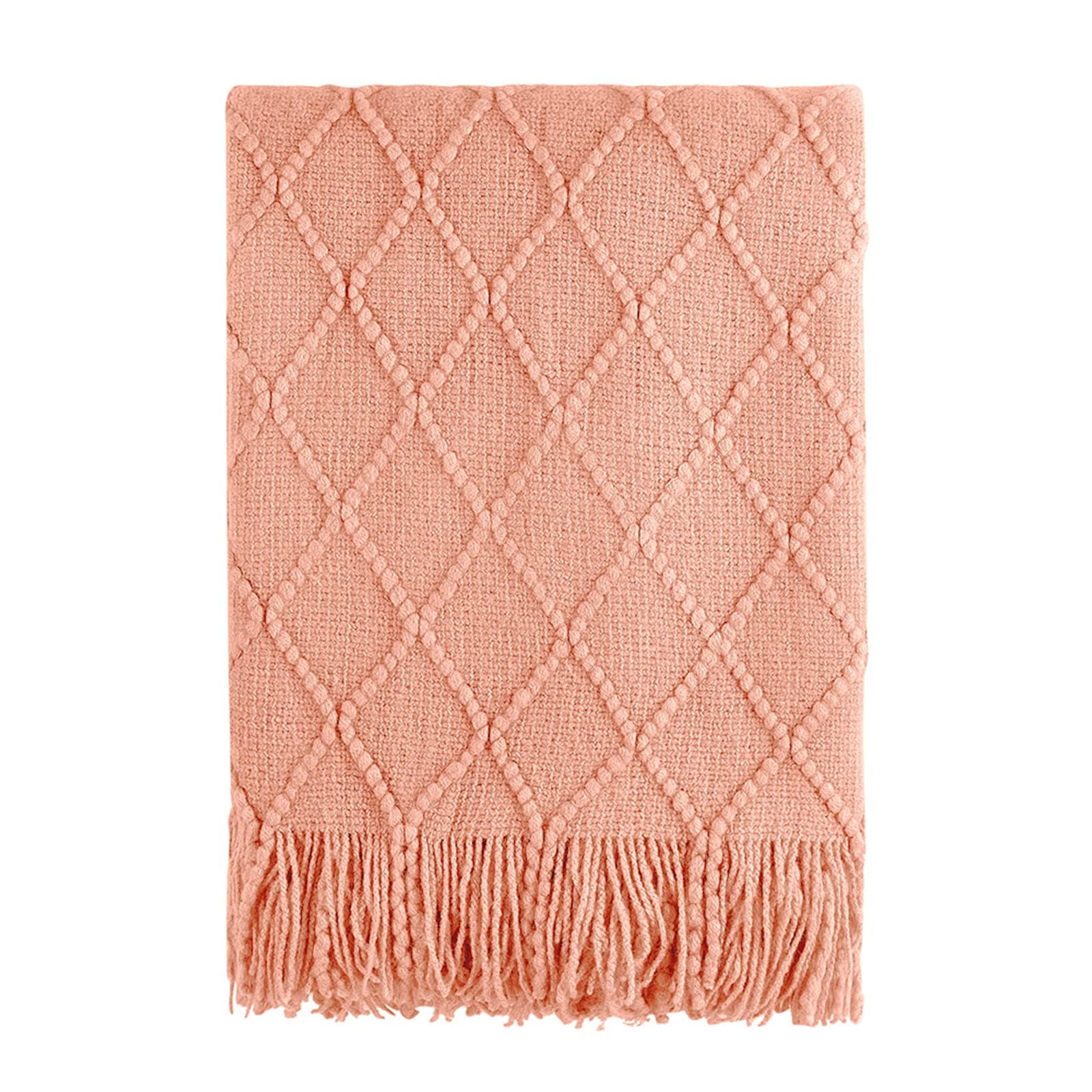 BOURINA Orange Throw Blanket 50x60 Inches Throw Textured Solid Soft Sofa Couch Decorative Knit Blanket