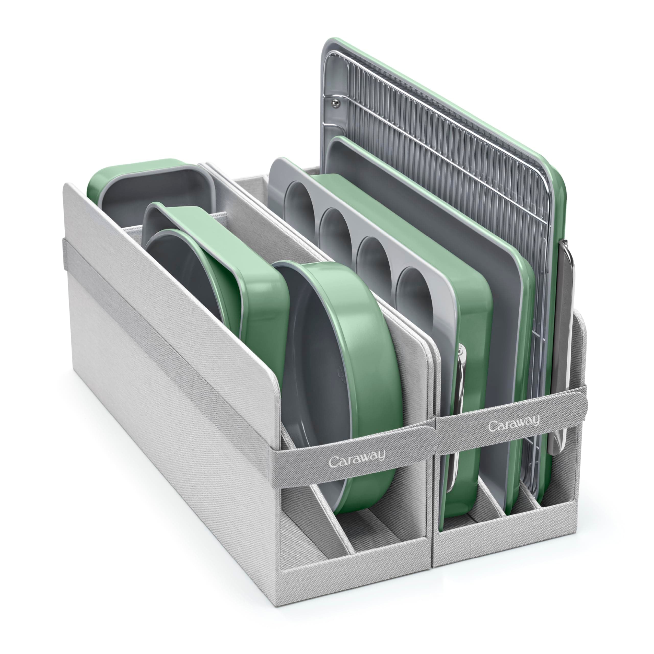 - Nonstick Ceramic Bakeware Set (11 Pieces) - Baking Sheets, Assorted Baking Pans, Cooling Rack, & Storage - Aluminized Steel Body - Non Toxic, PTFE & PFOA Free - Sage