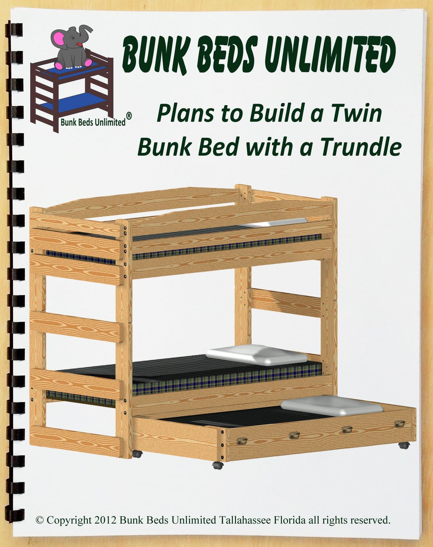 Bunk Bed DIY Woodworking Plan to Build Your Own Stackable Twin Over Twin Bunk with Trundle and Hardware Kit for Bunk and Trundle That Sleeps Three (Wood NOT Included)